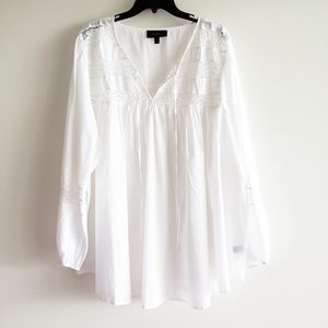 Lane Bryant Tunic Pheasant Blouse White